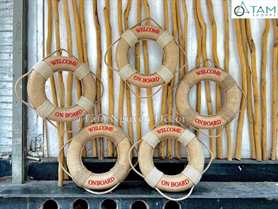 Phao cứu sinh decor chữ welcome vải bố [Mộc mạc - ĐK47cm] PHAOCUUSINH-03